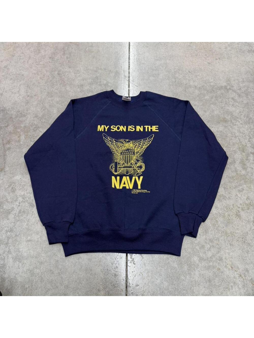 vintage my son is in the navy military made in usa navy crewneck size large